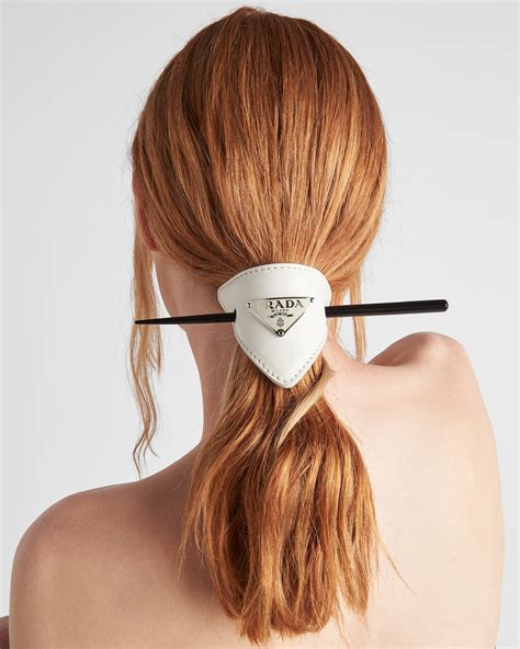 prada leather hair clip